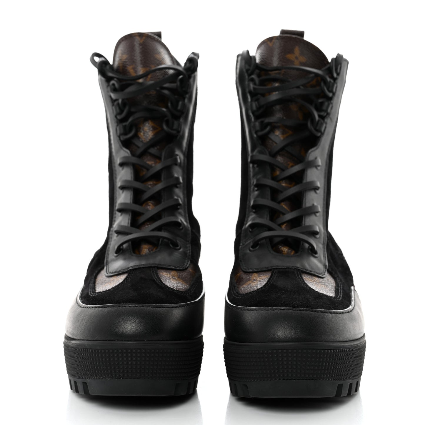 Suede Calfskin Monogram Laureate Platform Desert Boots 41 Black