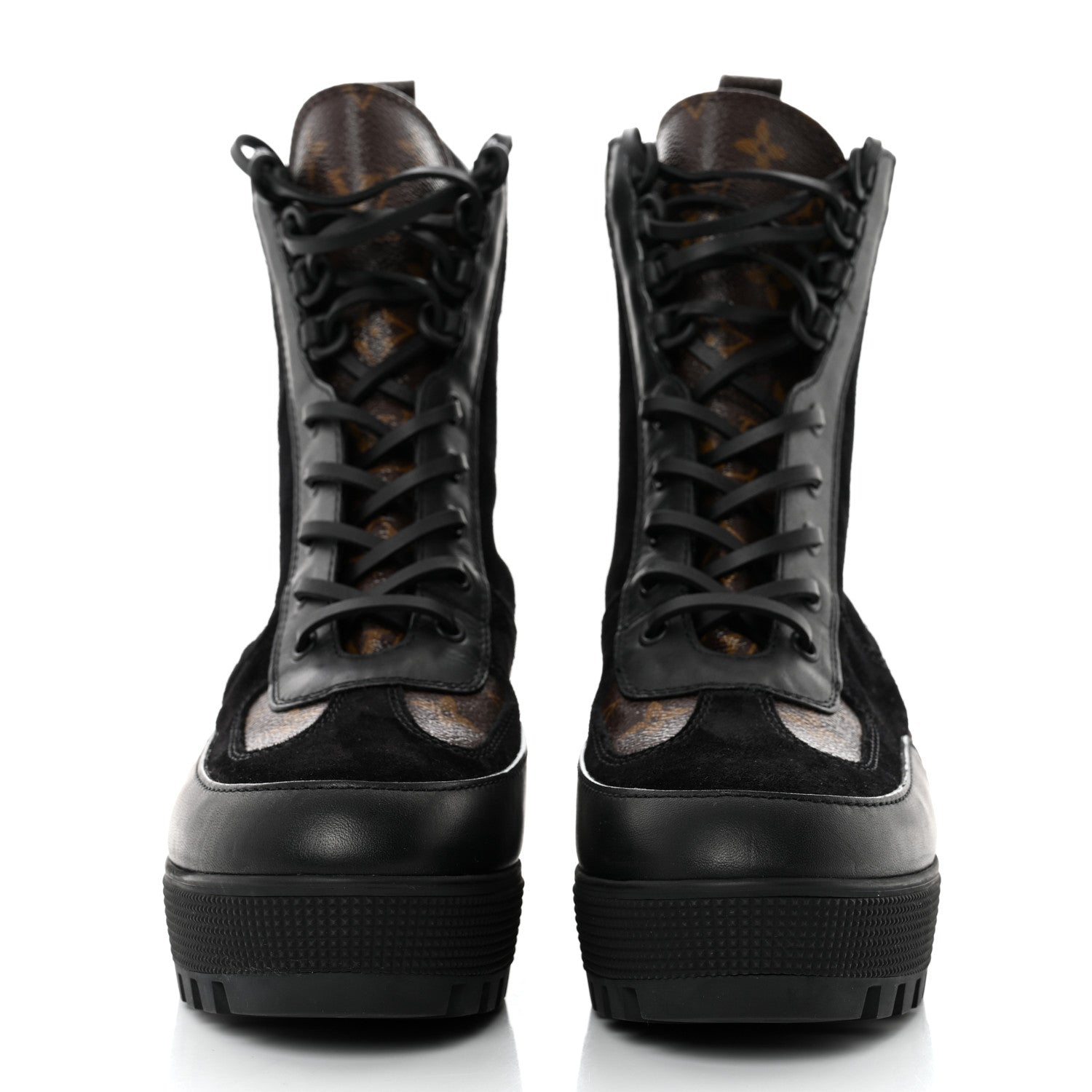 Louis Vuitton Suede Calfskin Monogram Laureate Platform Desert Boots 41 Black 2 of 8