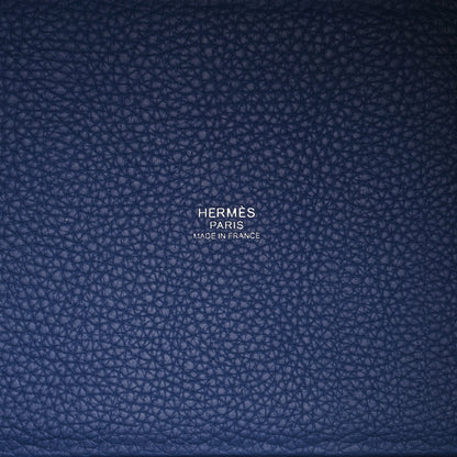 Hermes Taurillon Clemence Casaque Picotin Lock 18 PM Bleu Saphir Bleu Brighton 6 of 11