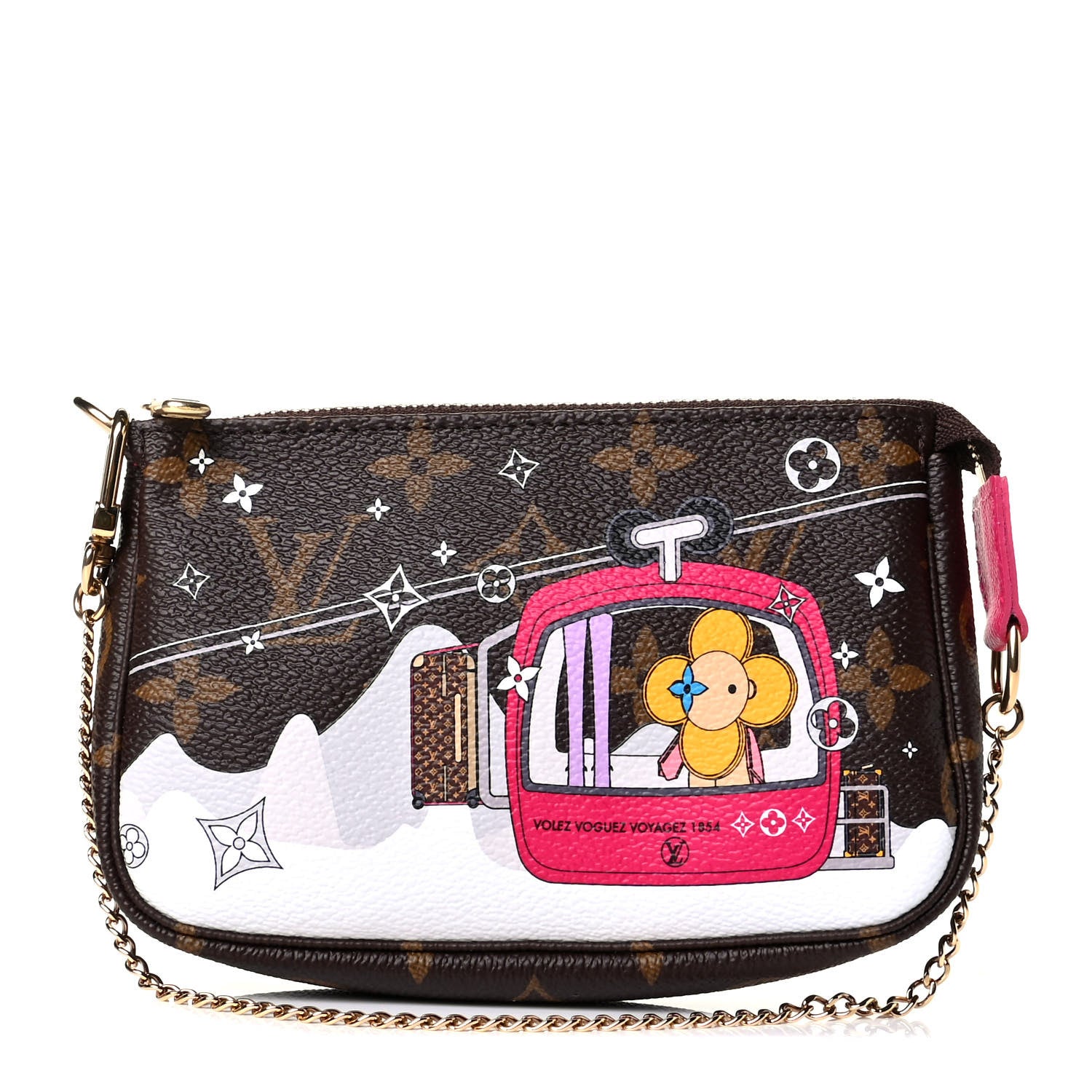 Louis Vuitton Monogram 2019 Christmas Animation Mini Courchevel Pochette Accessories Fuchsia 1 of 6