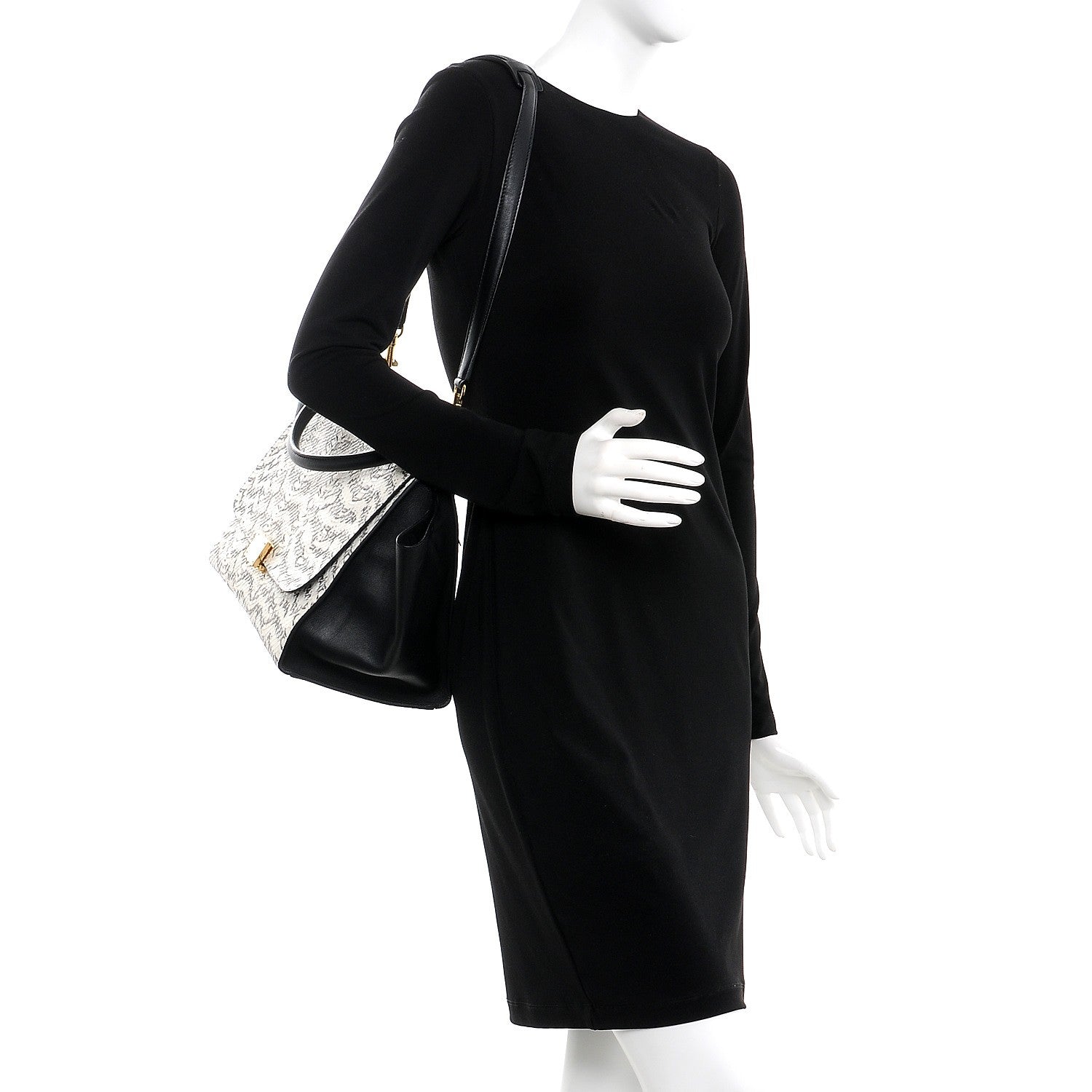 Celine Whipsnake Calfskin Medium Trapeze Black White 2 of 8