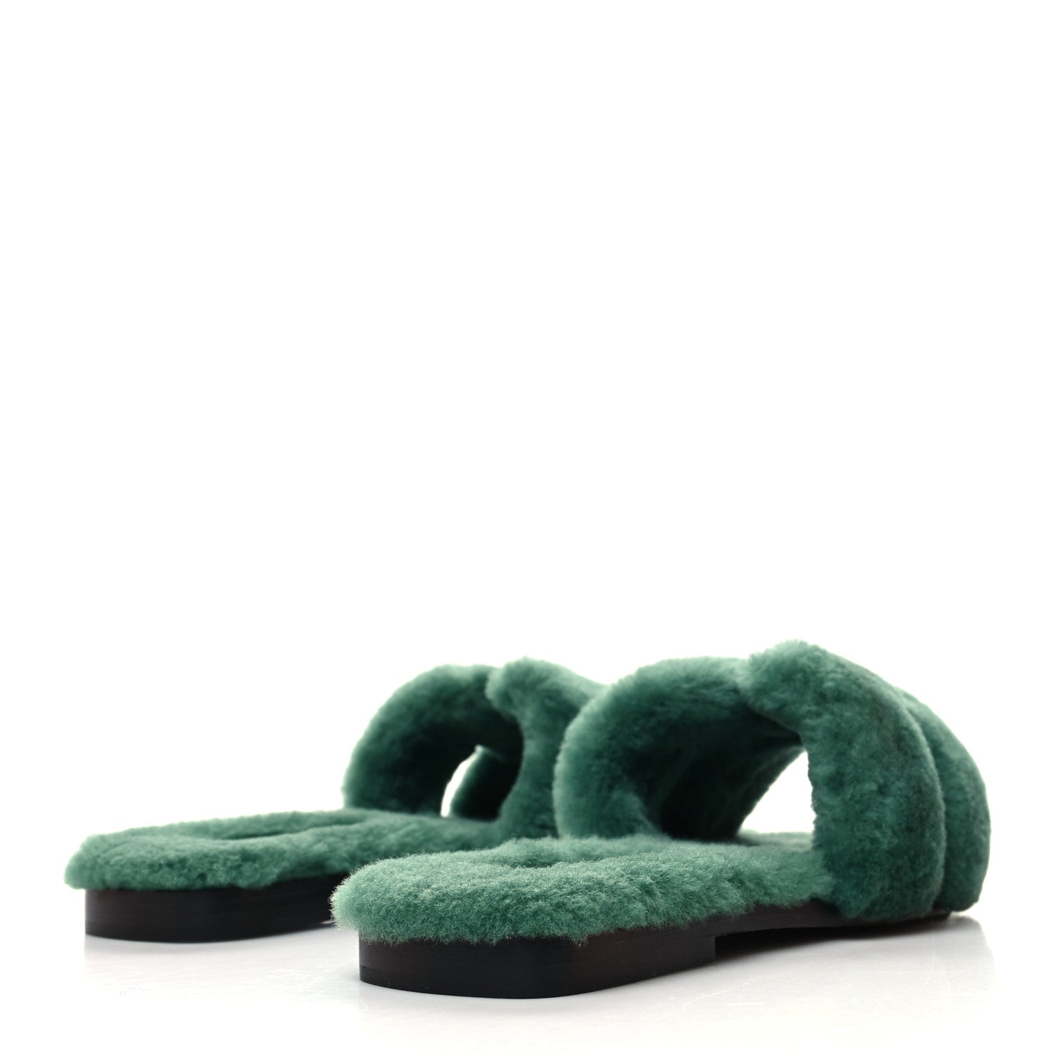 Hermes Woolskin Oran Sandals 37 Vert Anglais 4 of 8