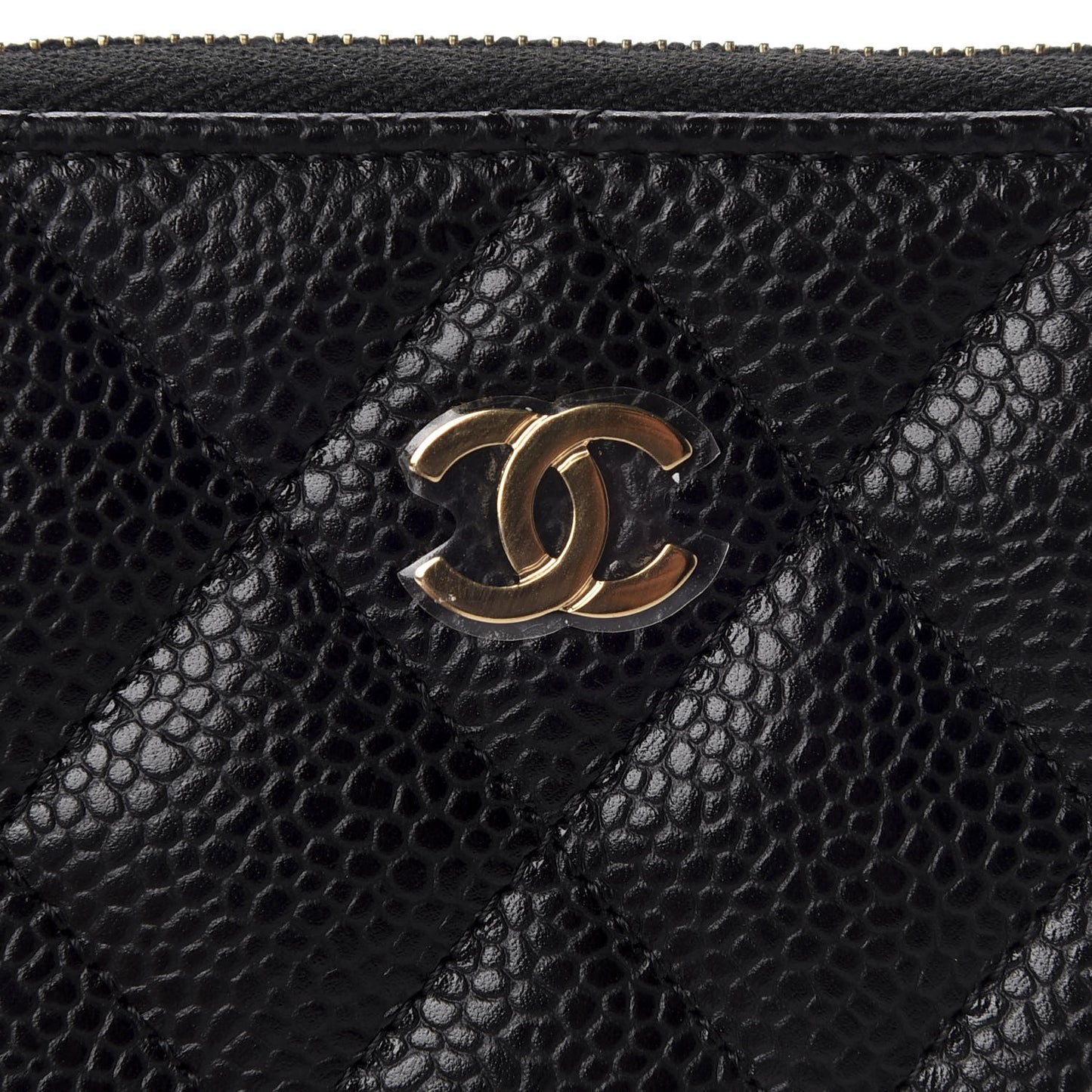 Caviar Quilted Zip Coin Purse Black