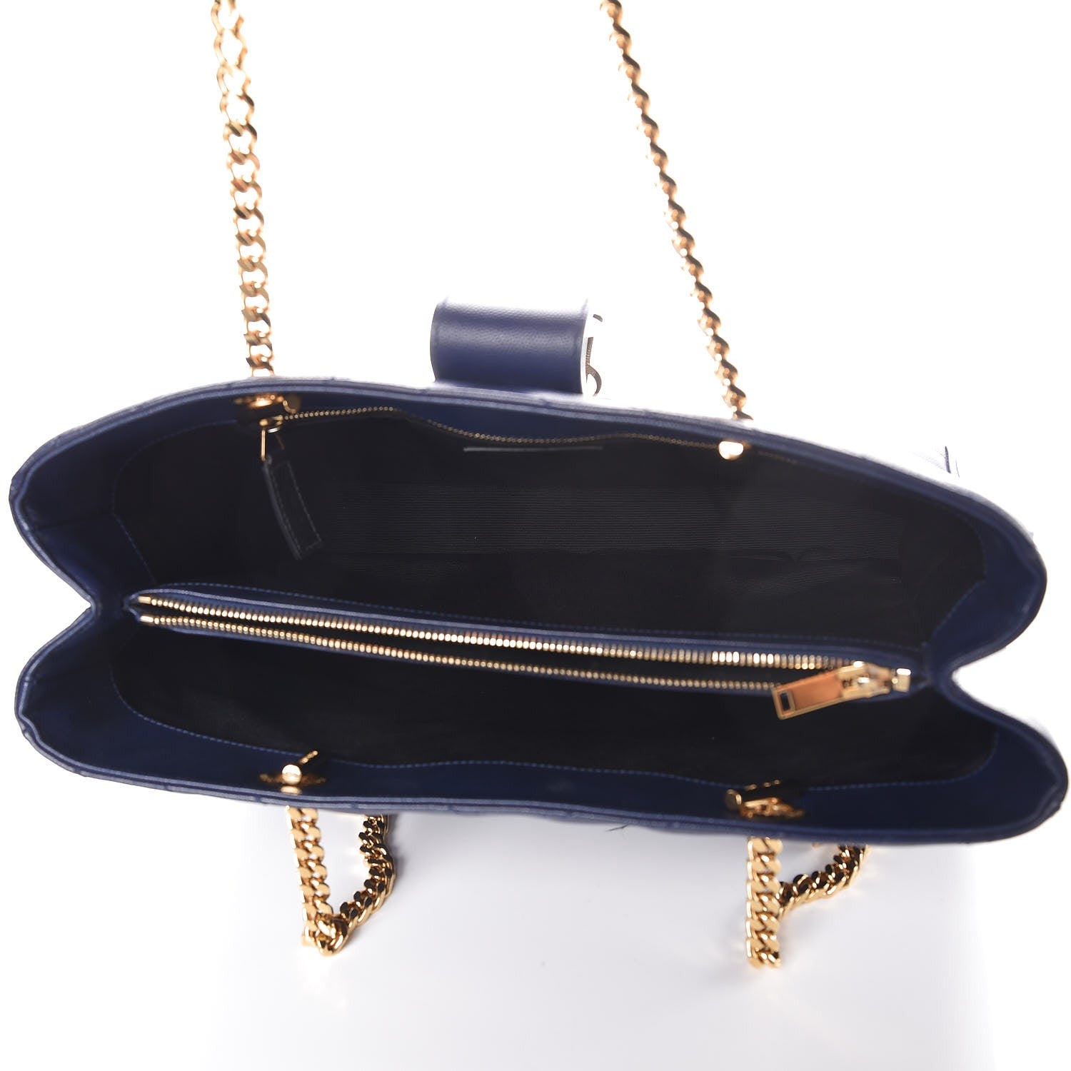 Saint Laurent Grain De Poudre Matelasse Chevron Monogram Shopping Bag Deep Marine 6 of 14