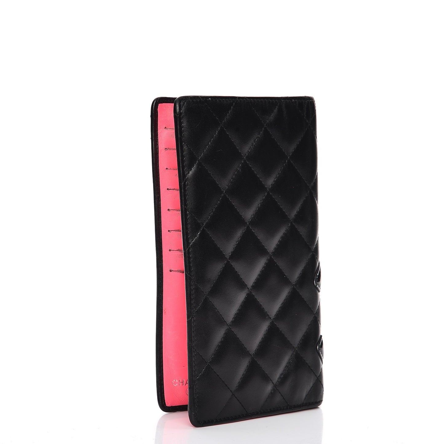 Calfskin Quilted Cambon Yen Wallet Black