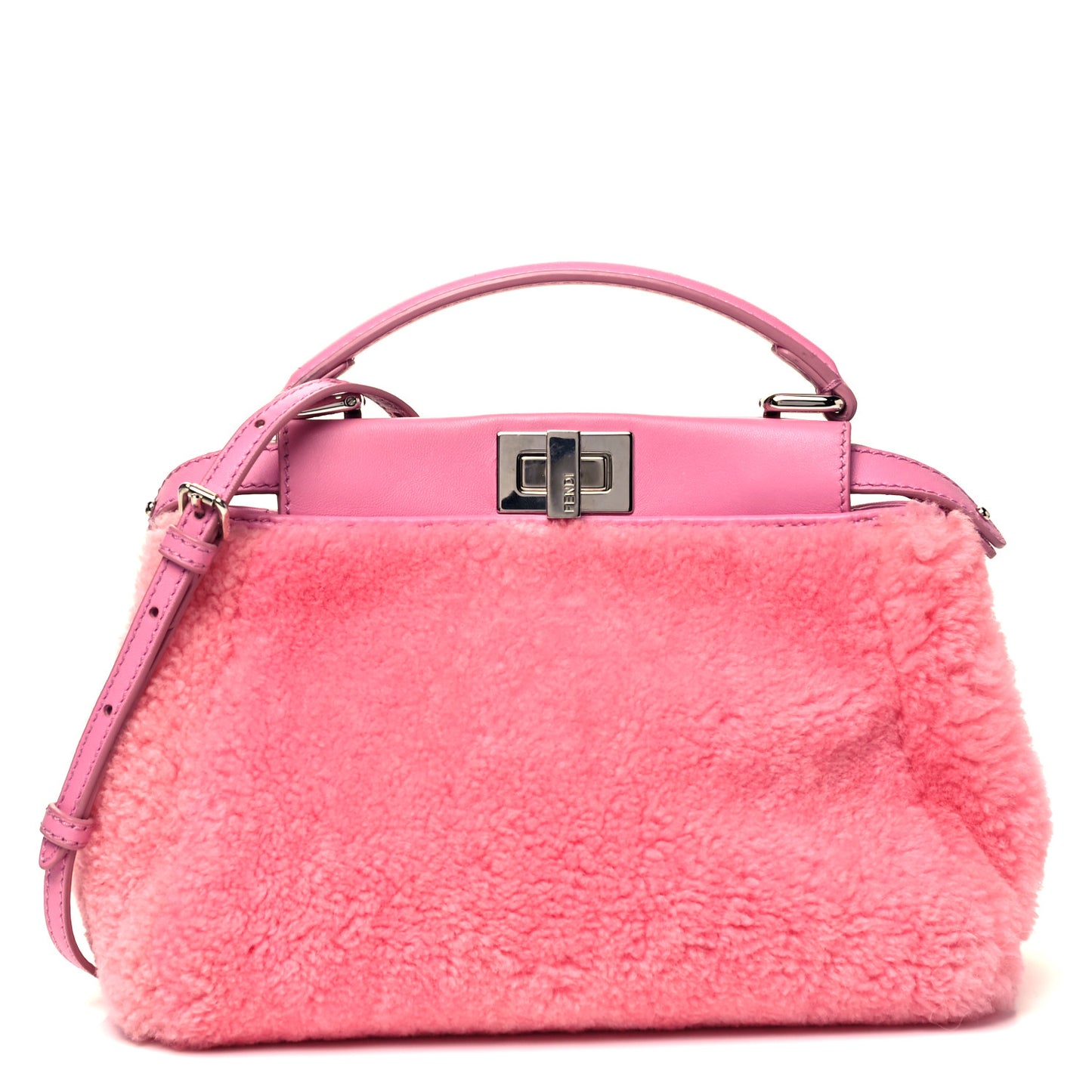 Shearling Nappa Mini Peekaboo Iconic Satchel Lollypop