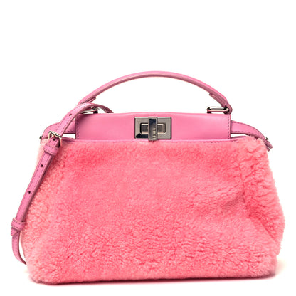Fendi Shearling Nappa Mini Peekaboo Iconic Satchel Lollypop 1 of 8