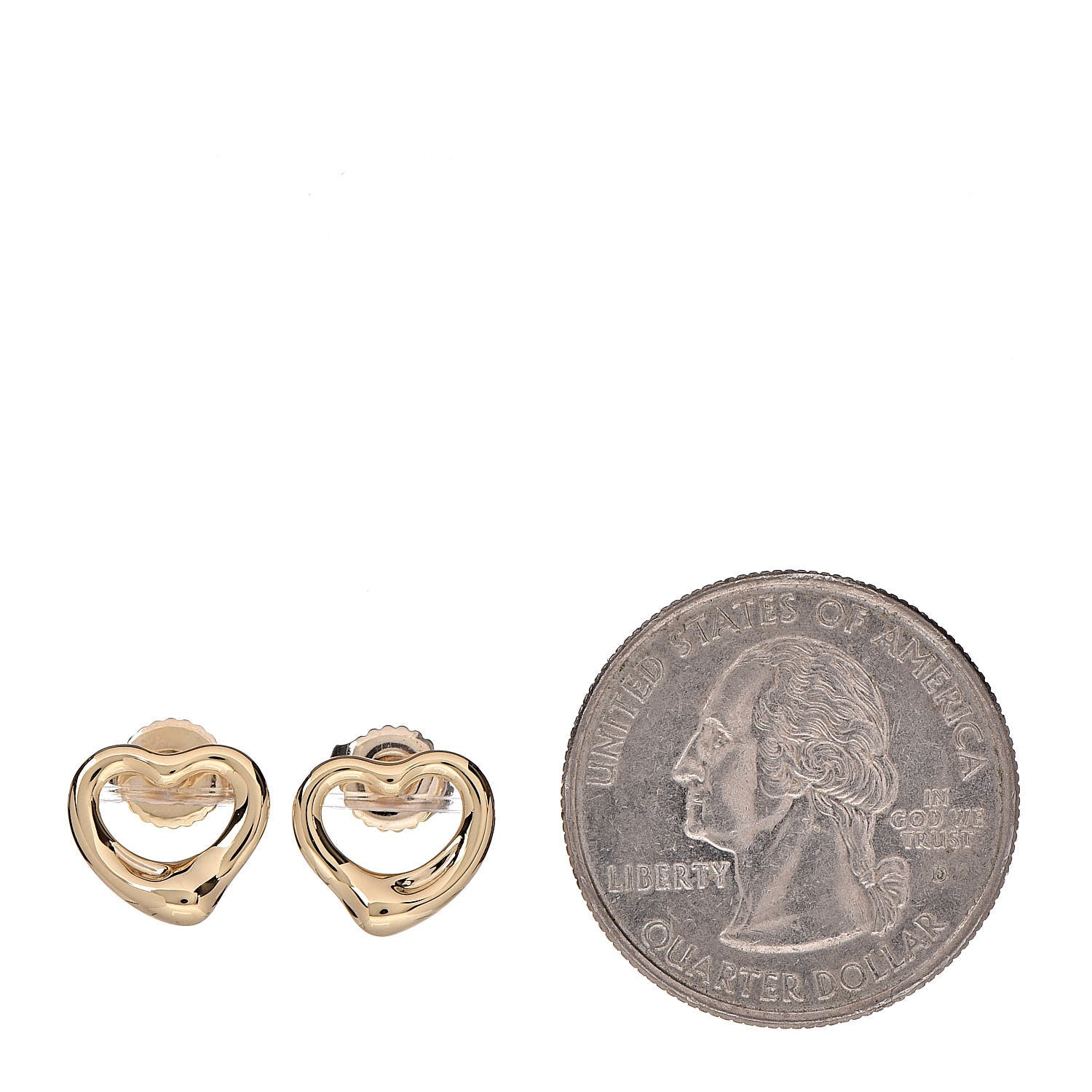 Tiffany 18K Yellow Gold 11mm Elsa Peretti Open Heart Earrings 2 of 4