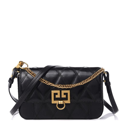 Givenchy Goatskin Quilted GV3 Mini Pocket Convertible Bag Black 1 of 8