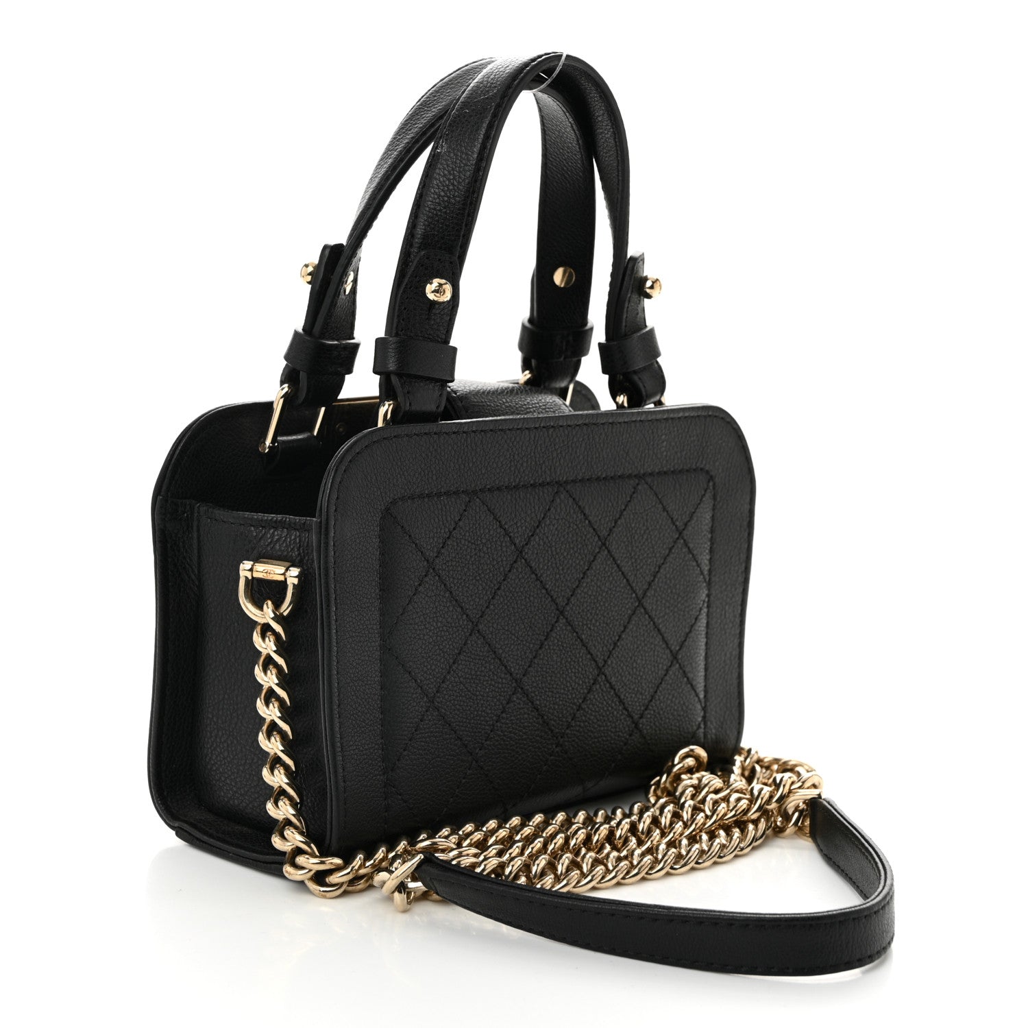 Chanel Grained Calfskin Stitched Mini Label Click Shopper Tote Black 3 of 11