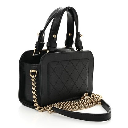 Chanel Grained Calfskin Stitched Mini Label Click Shopper Tote Black 3 of 11