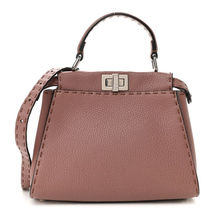 Fendi Cuoio Romano Selleria Bi-Color Mini Peekaboo Iconic Satchel English Rose Camelia 1 of 7