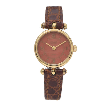 Van Cleef & Arpels 18K Yellow Gold Alligator Coral 21mm Classic Quartz Watch 1 of 7