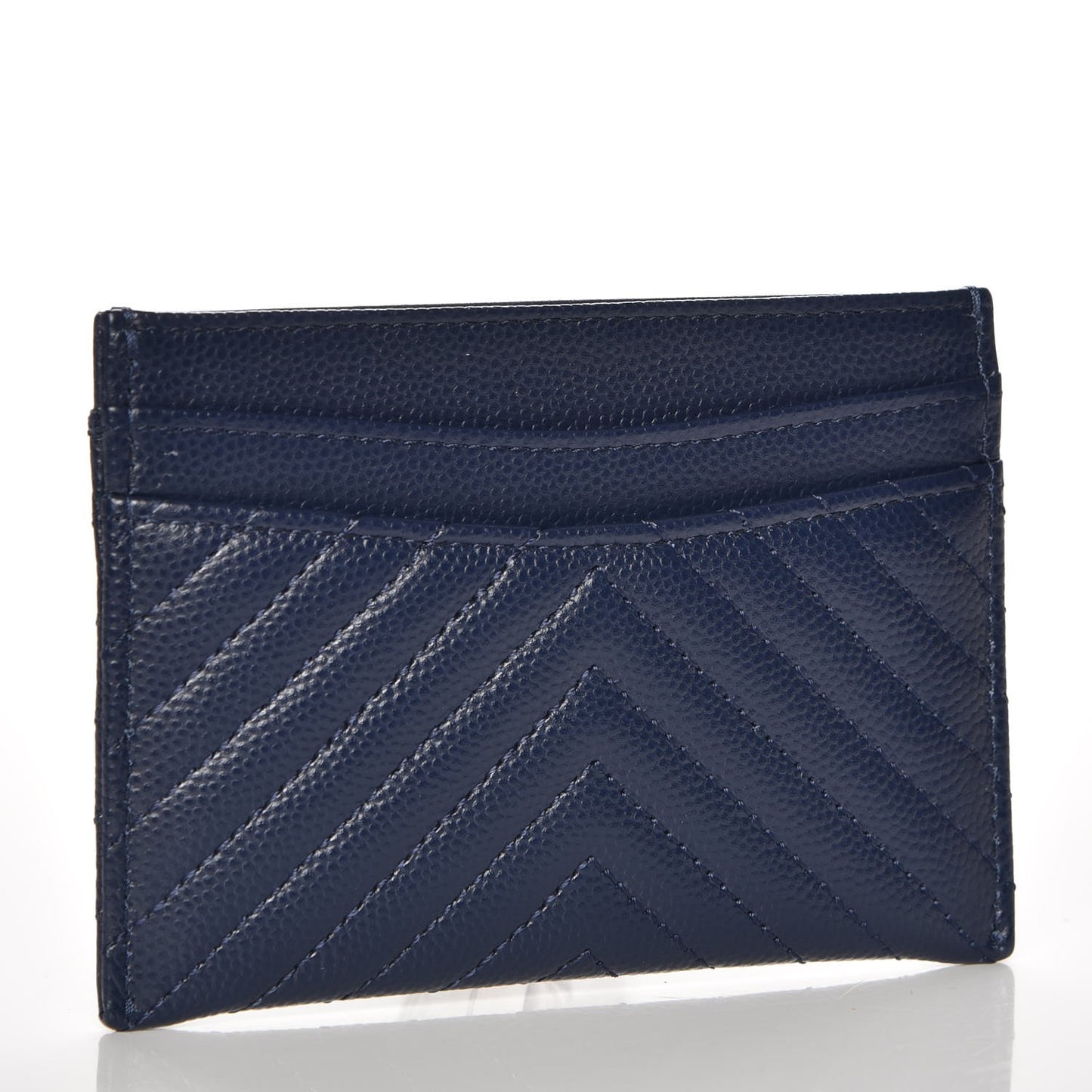 Caviar Chevron Card Holder Navy