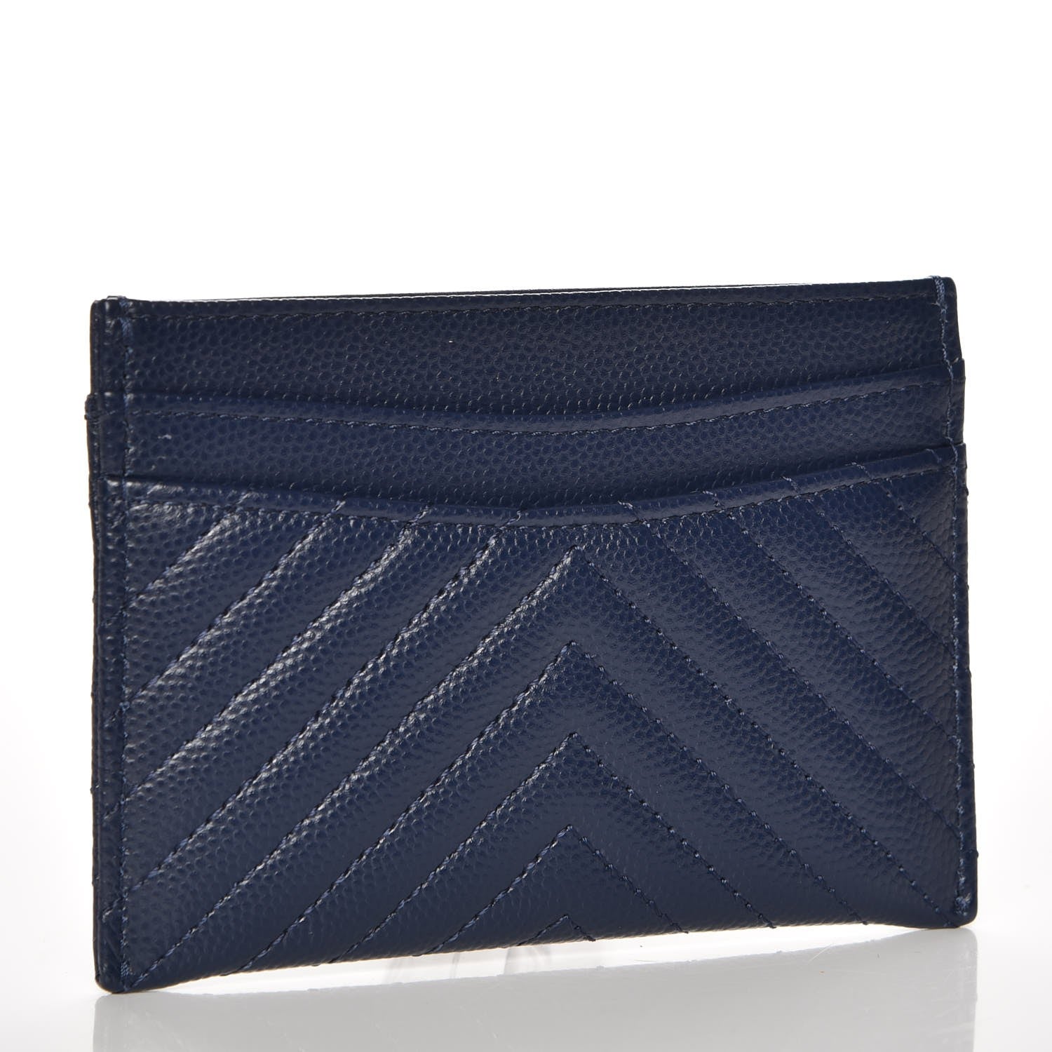 Chanel Caviar Chevron Card Holder Navy 4 of 10