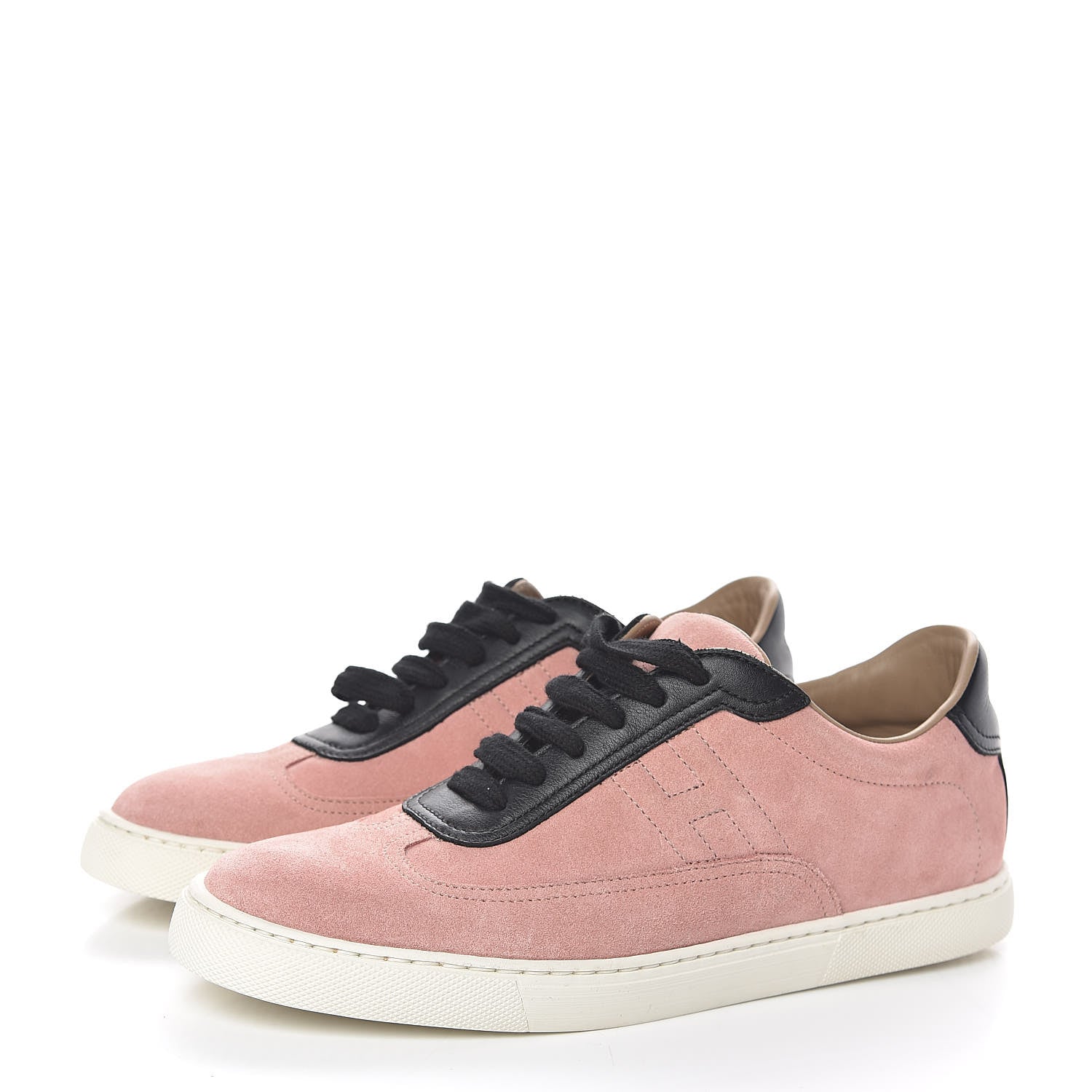 Hermes Swift Calfskin Velours Womens Quicker Sneakers 37.5 Grenat Black 3 of 9