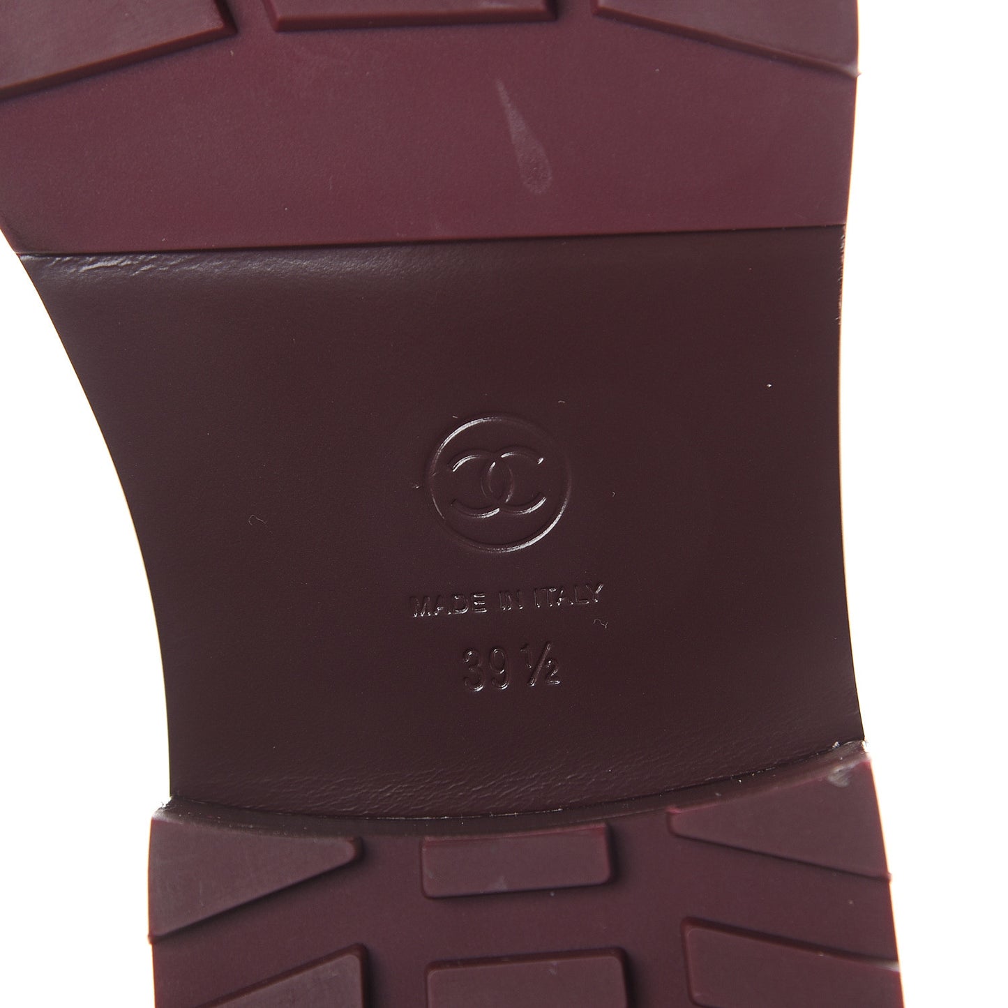 Calfskin Velvet Pearl Combat Short Boots 39.5 Burgundy