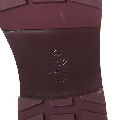 Chanel Calfskin Velvet Pearl Combat Short Boots 39.5 Burgundy 7 of 7