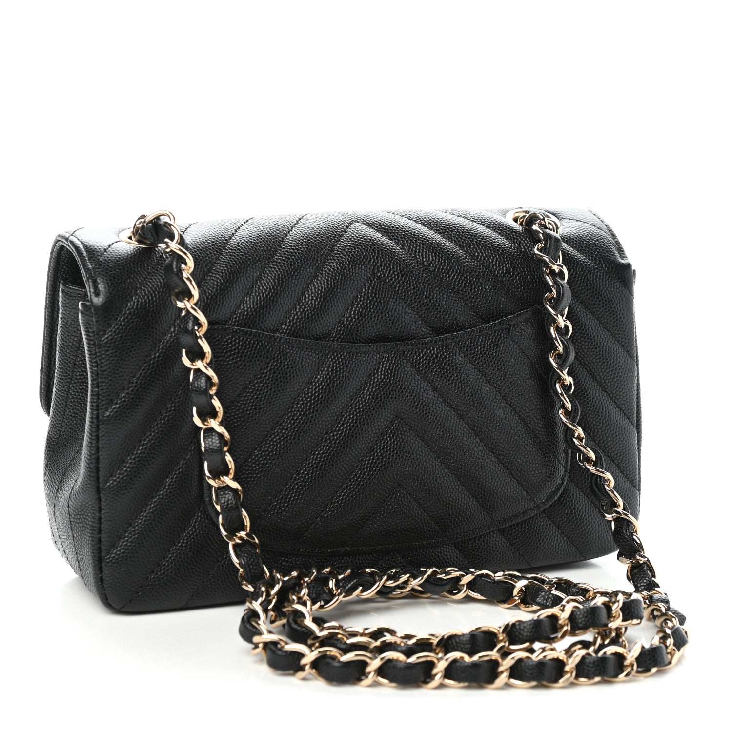 Chanel Caviar Chevron Quilted Mini Rectangular Flap Black 3 of 12