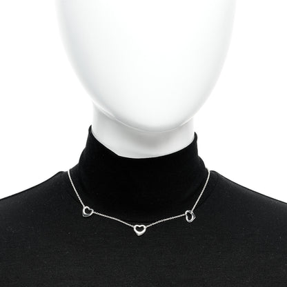 Tiffany Sterling Silver Elsa Peretti 3 Open Hearts Necklace 2 of 7