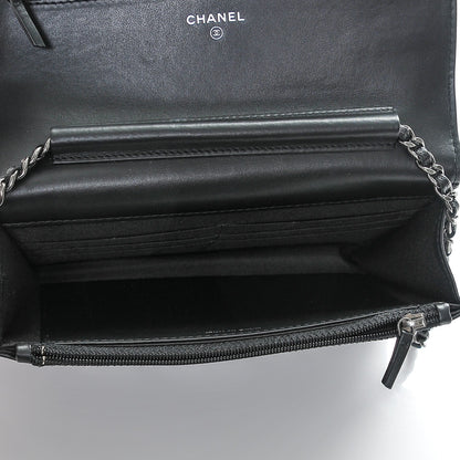 Chanel Calfskin Quilted Boy Wallet On Chain WOC Black 5 of 8
