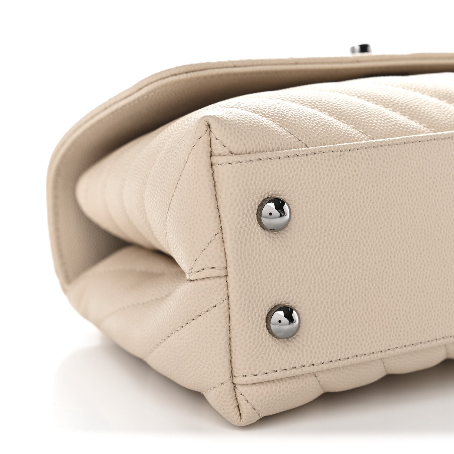 Chanel Caviar Chevron Quilted Mini Coco Handle Flap Beige 10 of 12