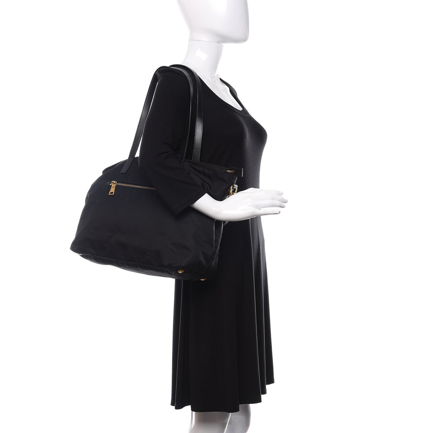 Tessuto Nylon Saffiano Shopping Tote Black