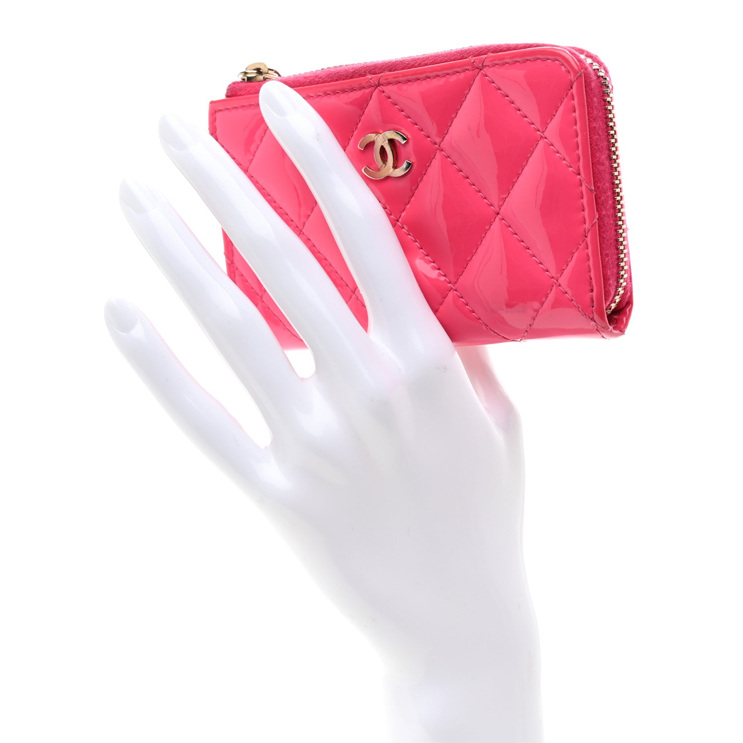 Chanel Patent Quilted Key Holder Case Pink 2 of 7