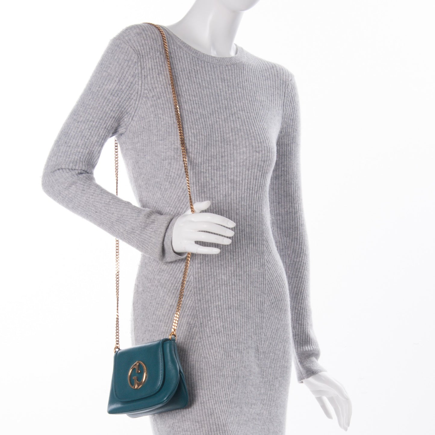 Dollar Calfskin Small 1973 Chain Shoulder Bag Deep Cobalt