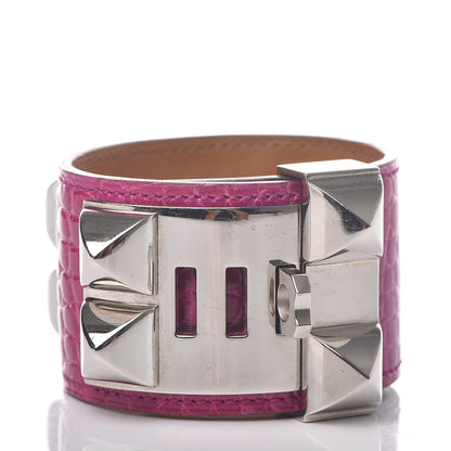 Hermes Shiny Alligator Collier De Chien CDC Bracelet S Rose Scheherazade 3 of 6