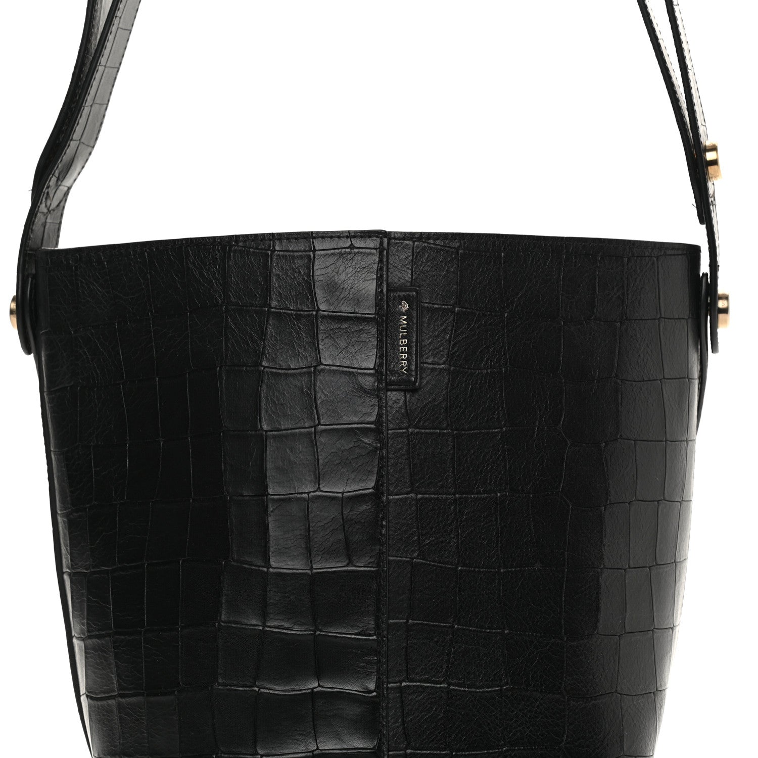 Mulberry Calfskin Crocodile Embossed Small Kite Bucket Bag Black 8 of 11