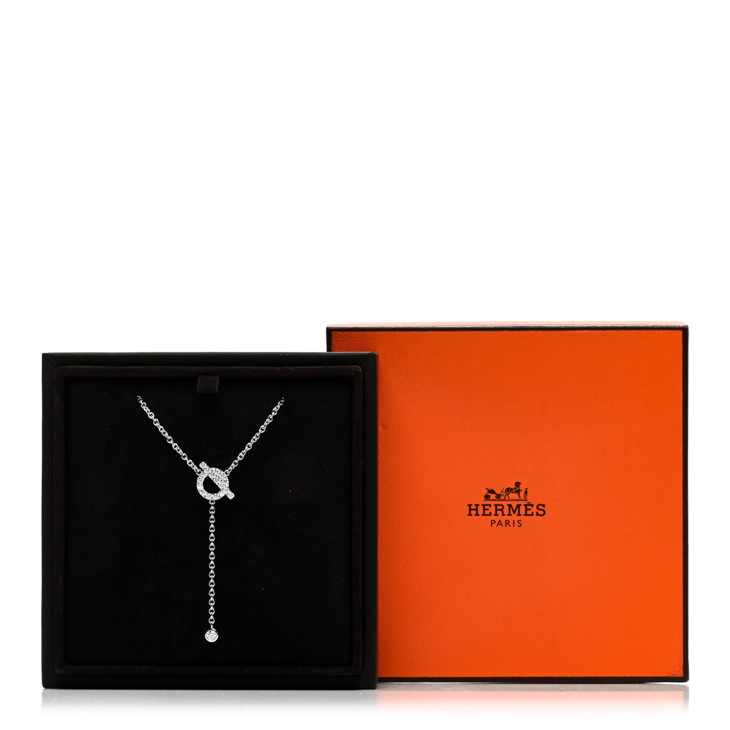 Hermes 18K White Gold Diamond Finesse Lariat Necklace 5 of 5