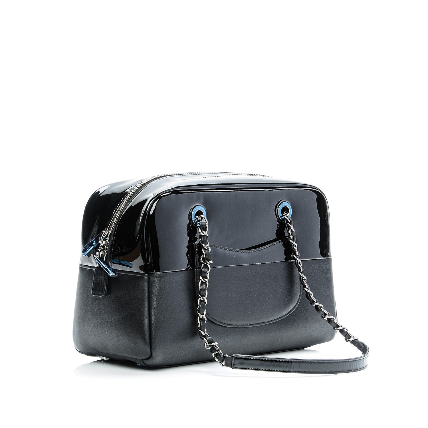Chanel Patent Calfskin Timeless Duo Bowling Bag Black 3 of 7