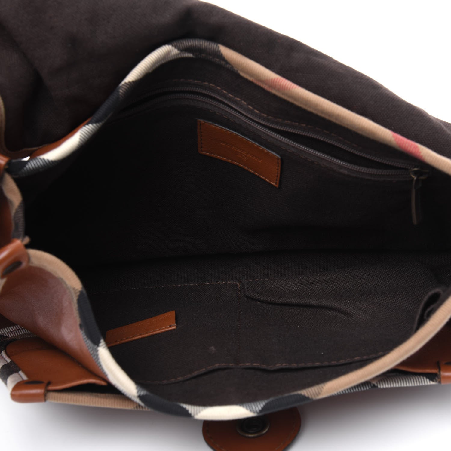 Burberry Calfskin House Check Trim Bates Shoulder Bag Cognac 5 of 33