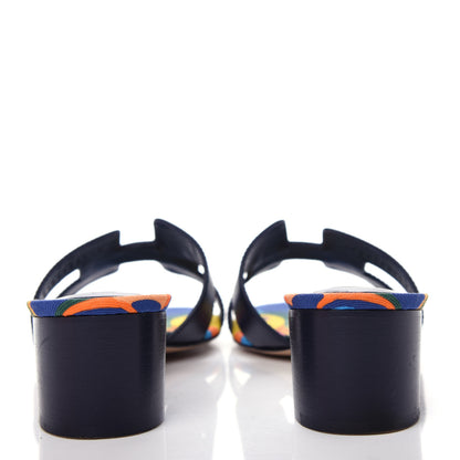 Hermes Calfskin Oasis Sandals 39.5 Bleu Indigo 7 of 11