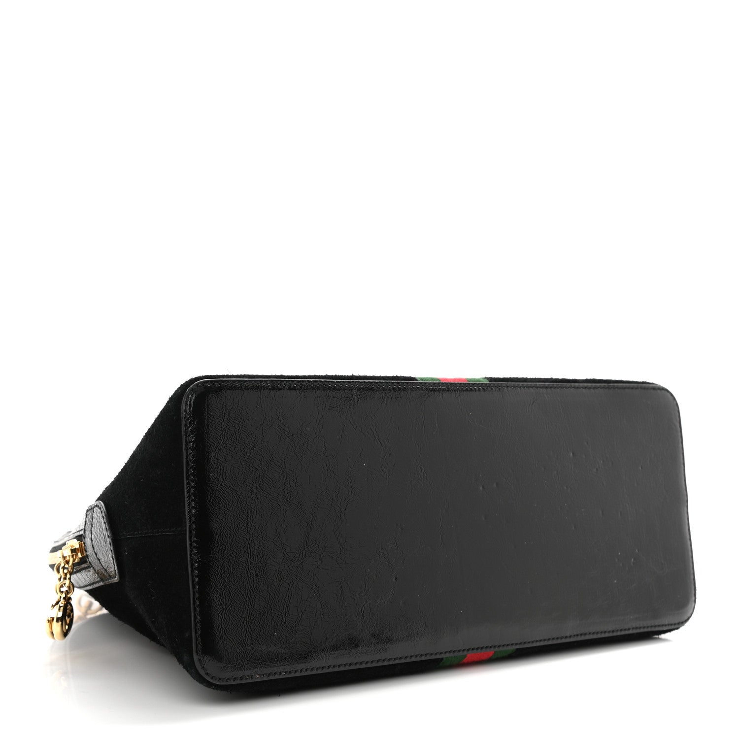 Gucci Suede Patent GG Web Medium Ophidia Top Handle Dome Bag Black 4 of 10