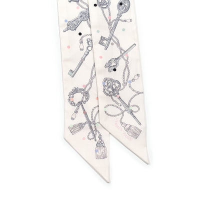 Hermes Silk Les Cles A Pois Twilly White Gris Acier 2 of 4