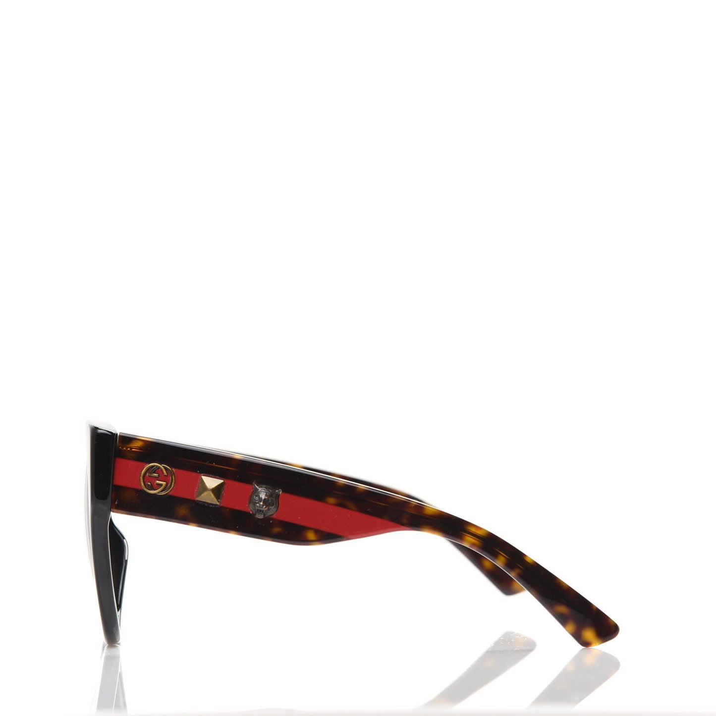 Acetate Square Frame Web Sunglasses GG0059S Black Tortoise