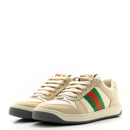 Gucci Nylon Nubuck Web Womens Screener Sneakers 38 Mystic White Dusty Milk 3 of 9