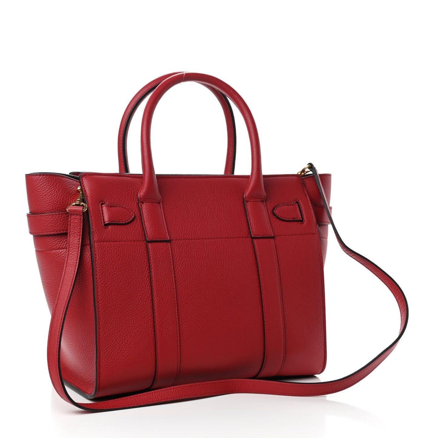 Classic Grain Calfskin Small Bayswater Zip Tote Scarlet