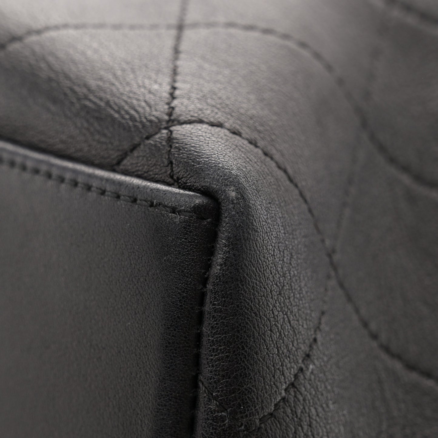 Calfskin Quilted Small On My Shoulder Drawstring Bag Black