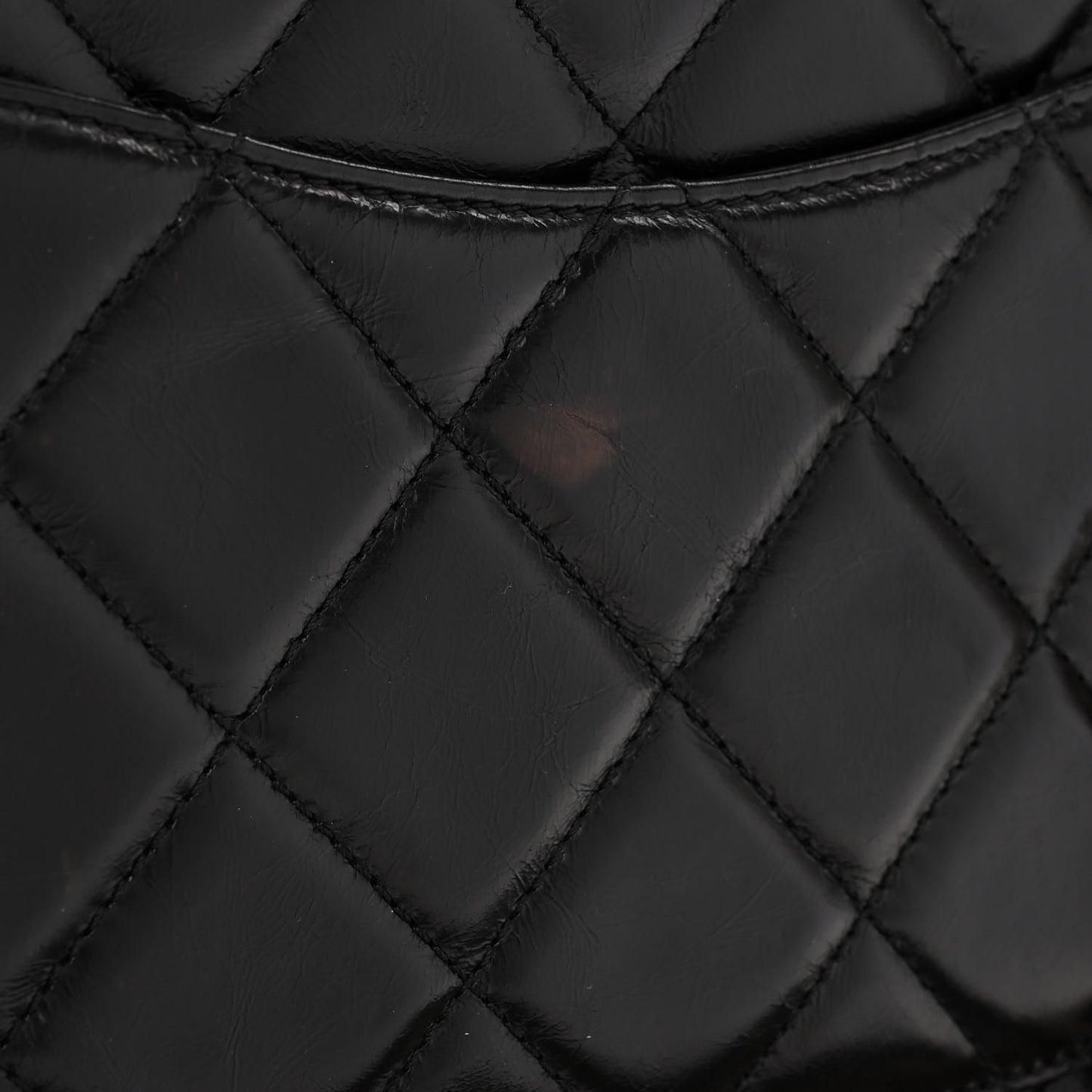 Glazed Calfskin Quilted Medium Gold Bar Top Handle Flap Black