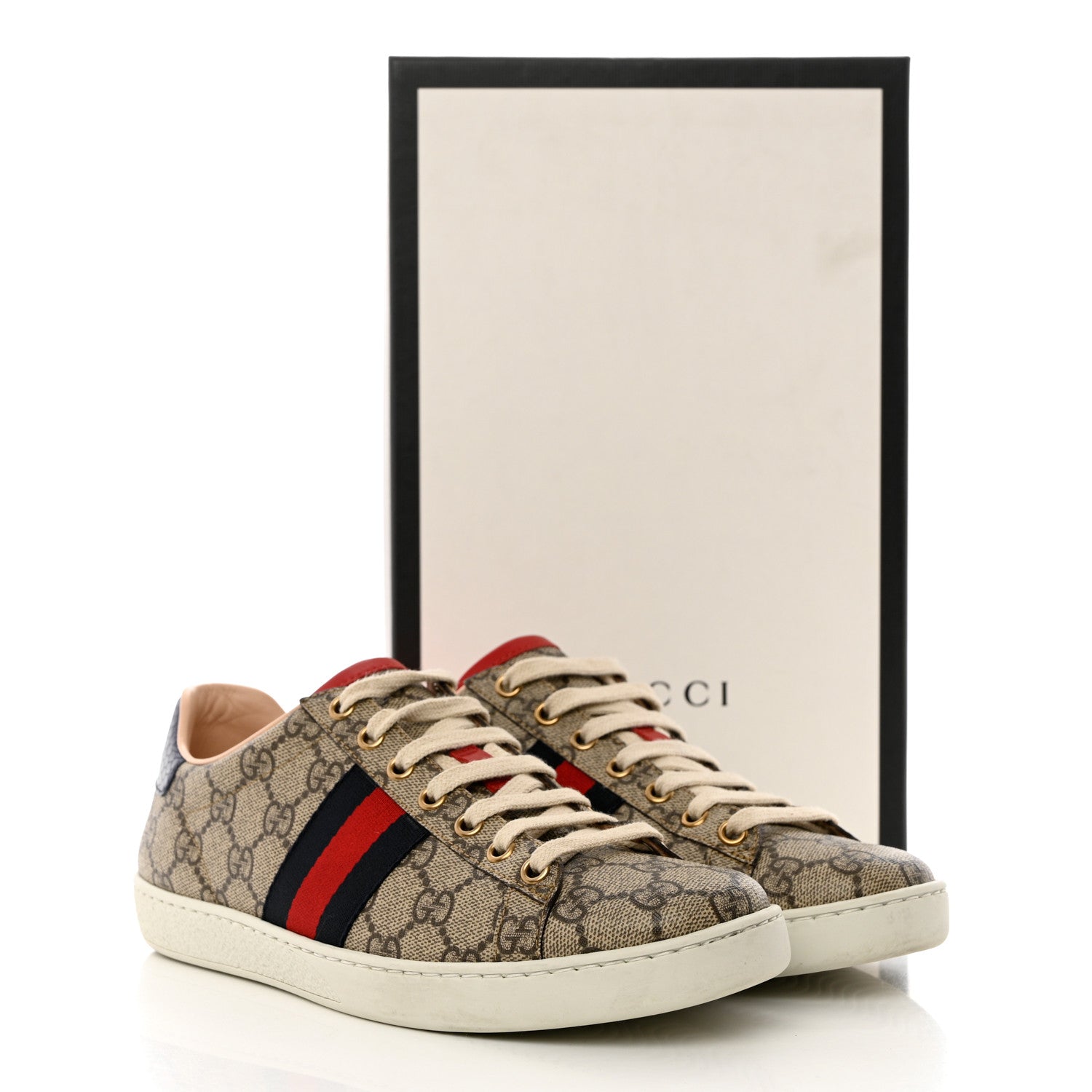 Gucci GG Supreme Monogram Womens Ace Low-Top Sneaker 38 Beige 9 of 9