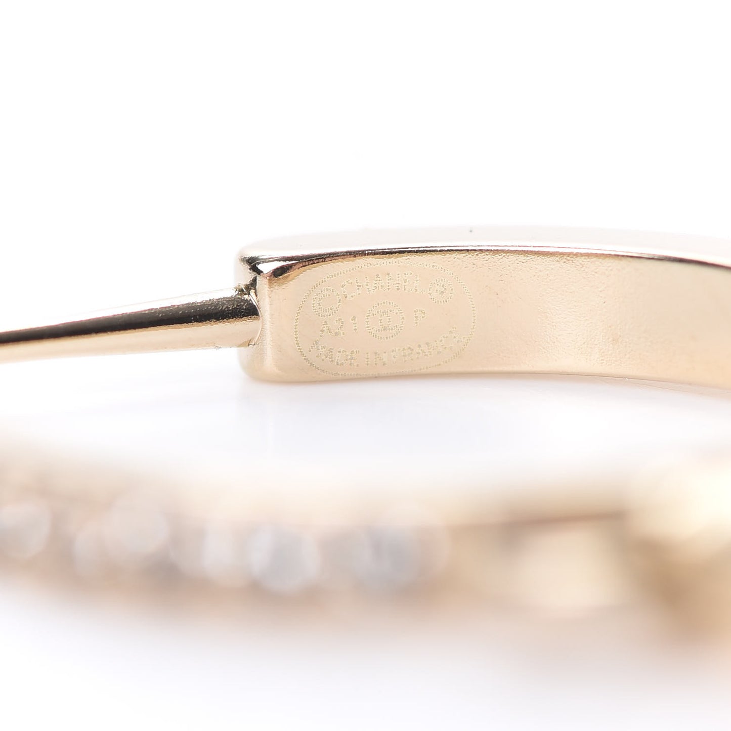 Crystal Lock Symbols Logo CC Hoop Drop Earrings Gold