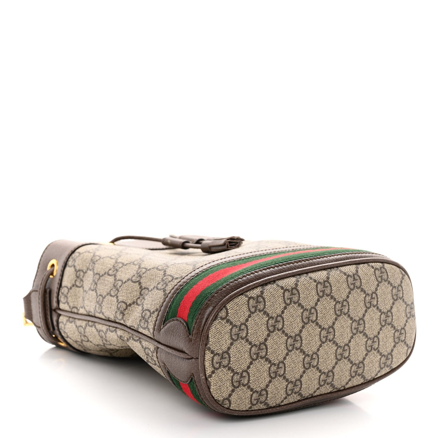 GG Supreme Monogram Web Small Ophidia Bucket Bag Brown
