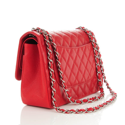 Chanel Caviar Quilted Jumbo Double Flap Red 3 of 8