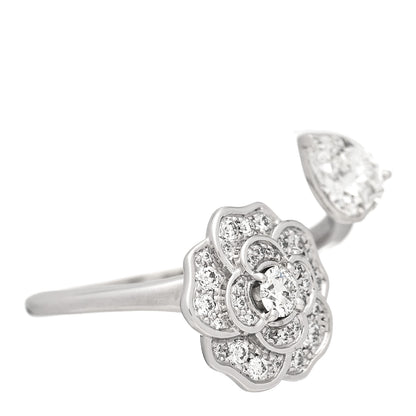 Chanel 18K White Gold Diamond Camelia Precieux Ring 58 8.25 2 of 6