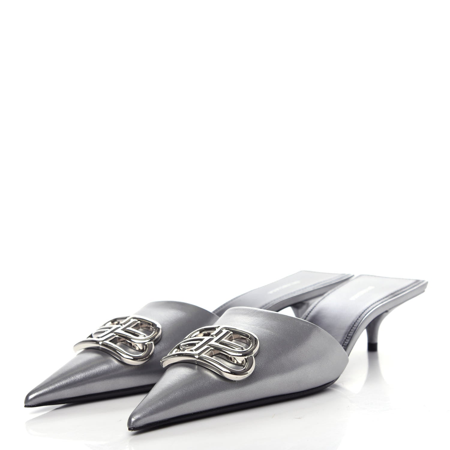 Balenciaga Calfskin BB Pointy Toe Mule 36 Gray 3 of 11