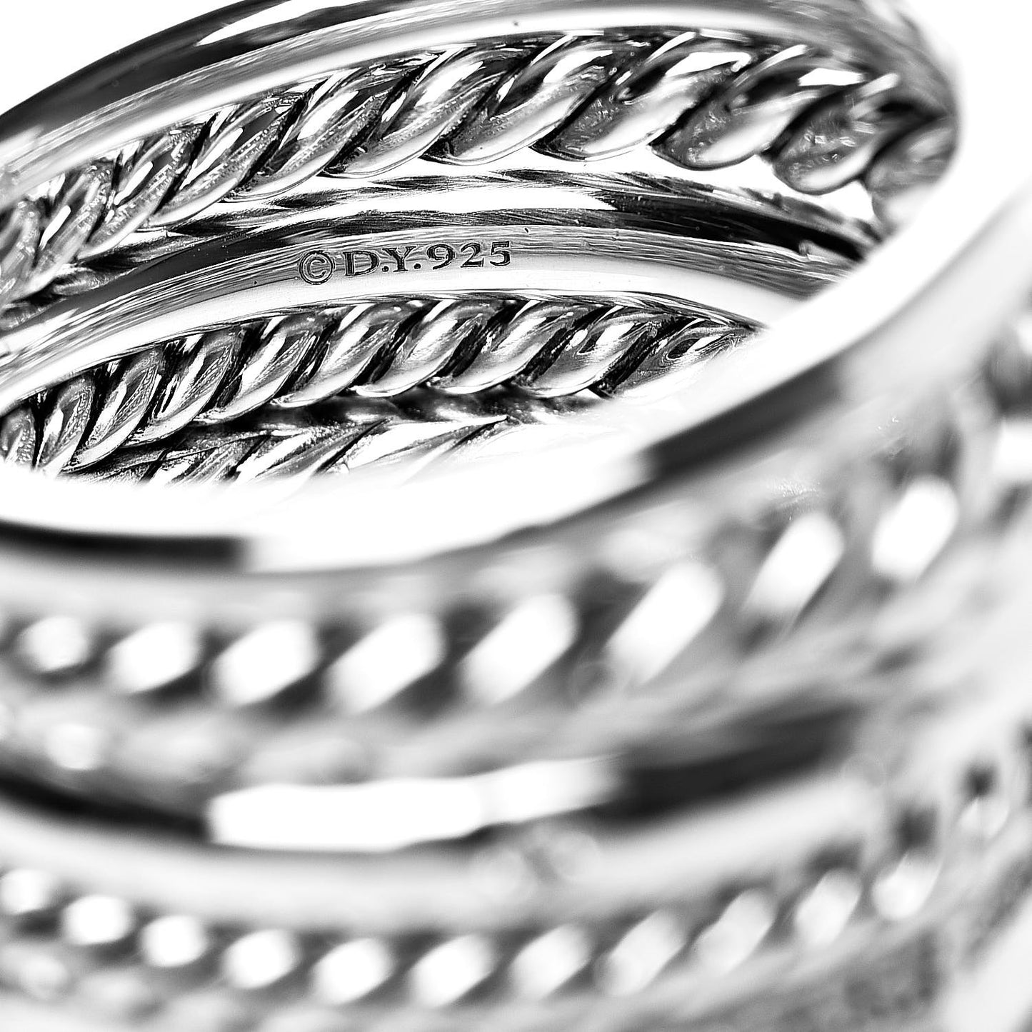 Sterling Silver Diamond 16mm Stax Wide Stacked Ring 57 8
