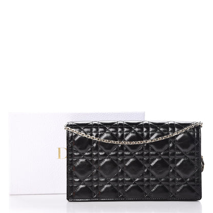 Christian Dior Crinkled Patent Cannage Lady Dior Clutch Black 10 of 10